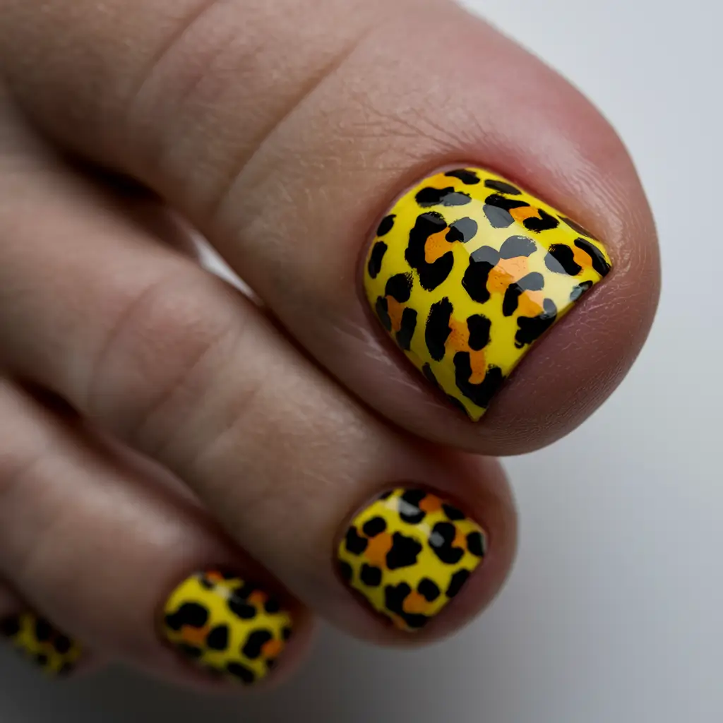 summer toe nail colors ideas 2025 Leopard Heat with Orange Accents