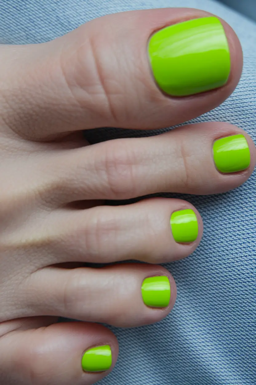 summer toe nails ideas 2025 Chartreuse Energy