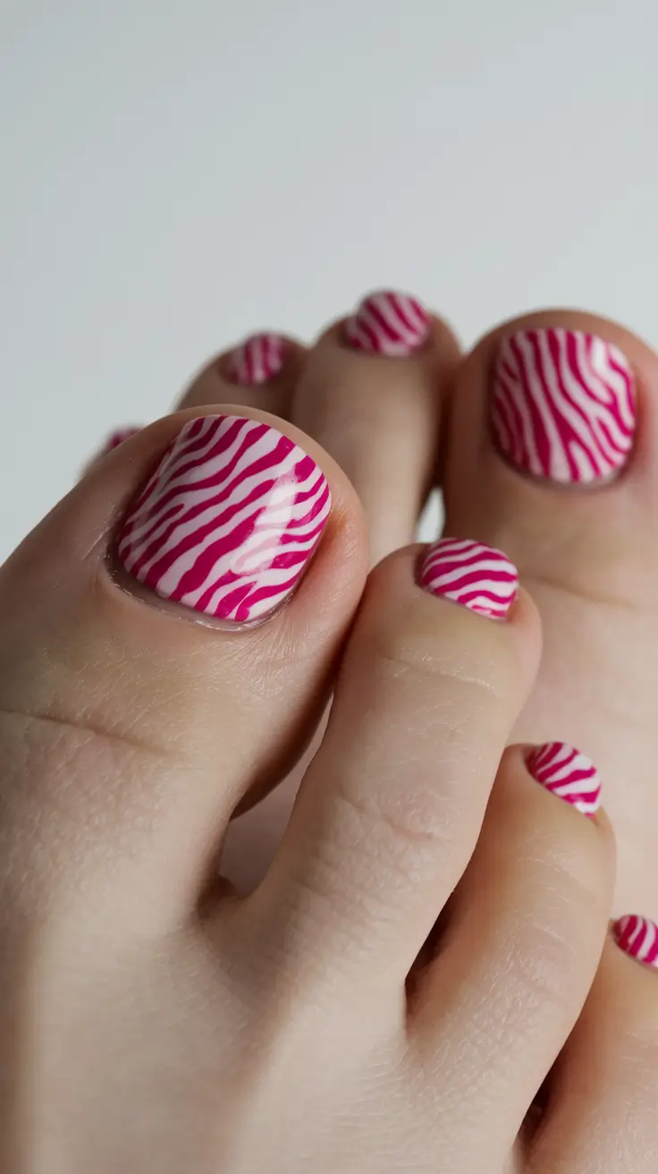 summer toe nails ideas 2025 Zebra Goes Bubblegum