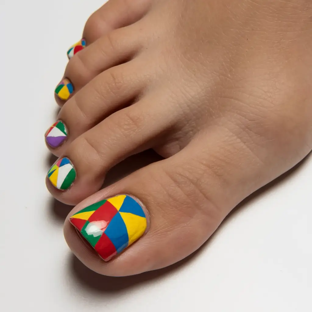 summer toe nails ideas 2025 Crayon-Box Geometry