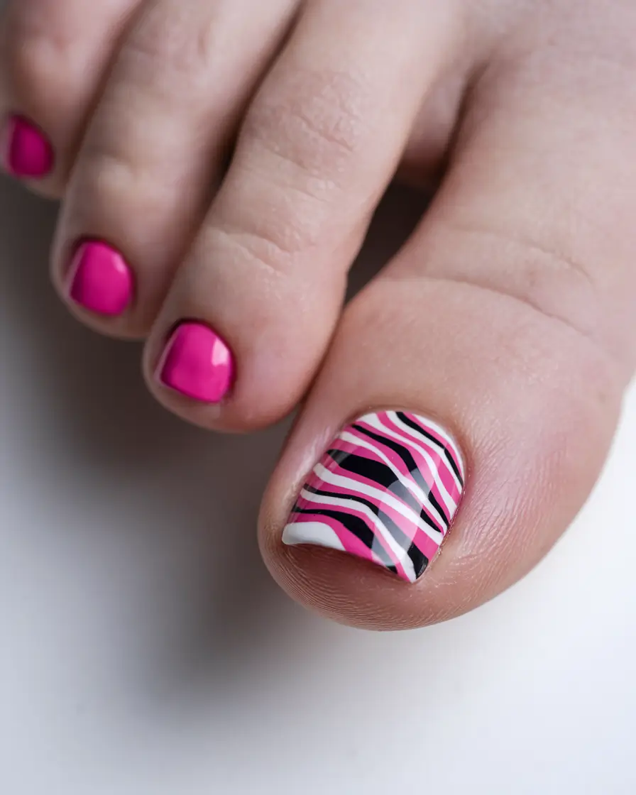 summer toe nails ideas 2025 Barbiecore with a Wild Side