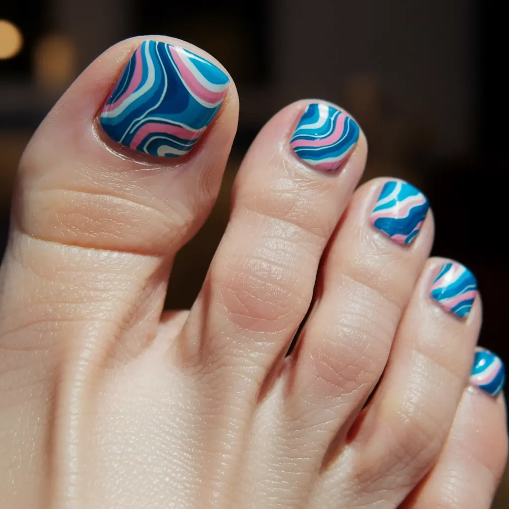 august toe nails designs Retro Psychedelic Swirls