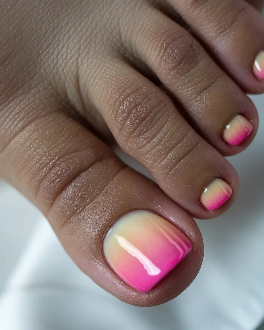 august toe nails colors Sunset Fade in Pink and Cream