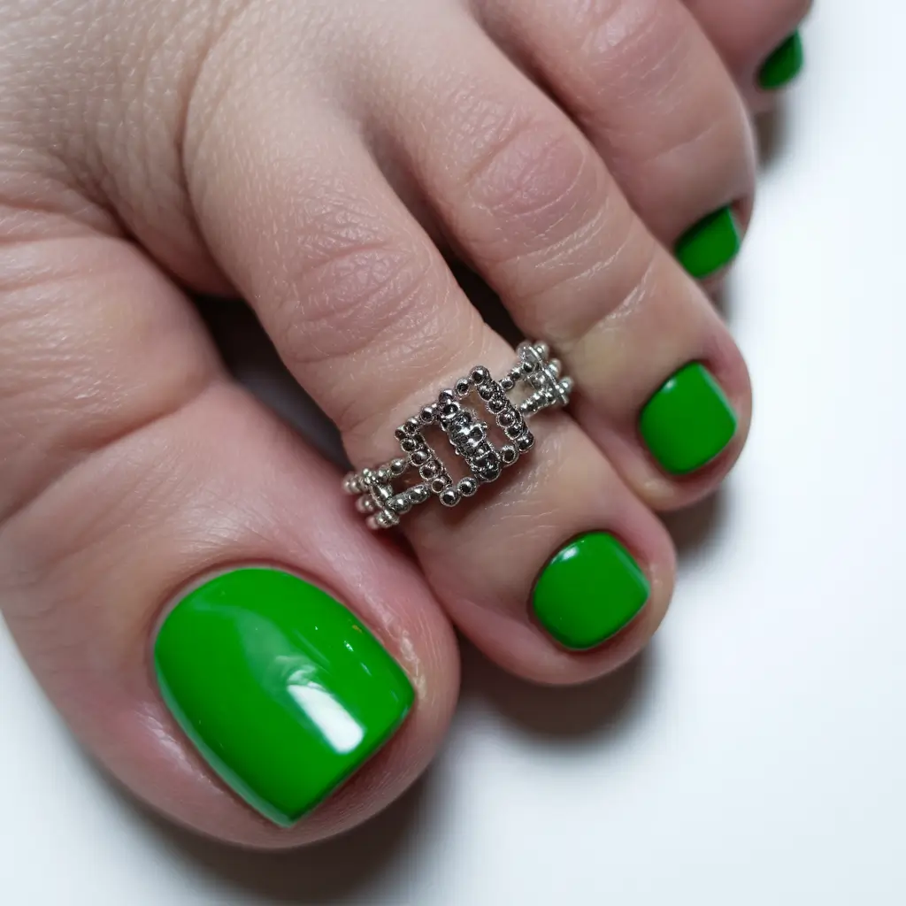 toe nails for august 2025 Apple Green Energy