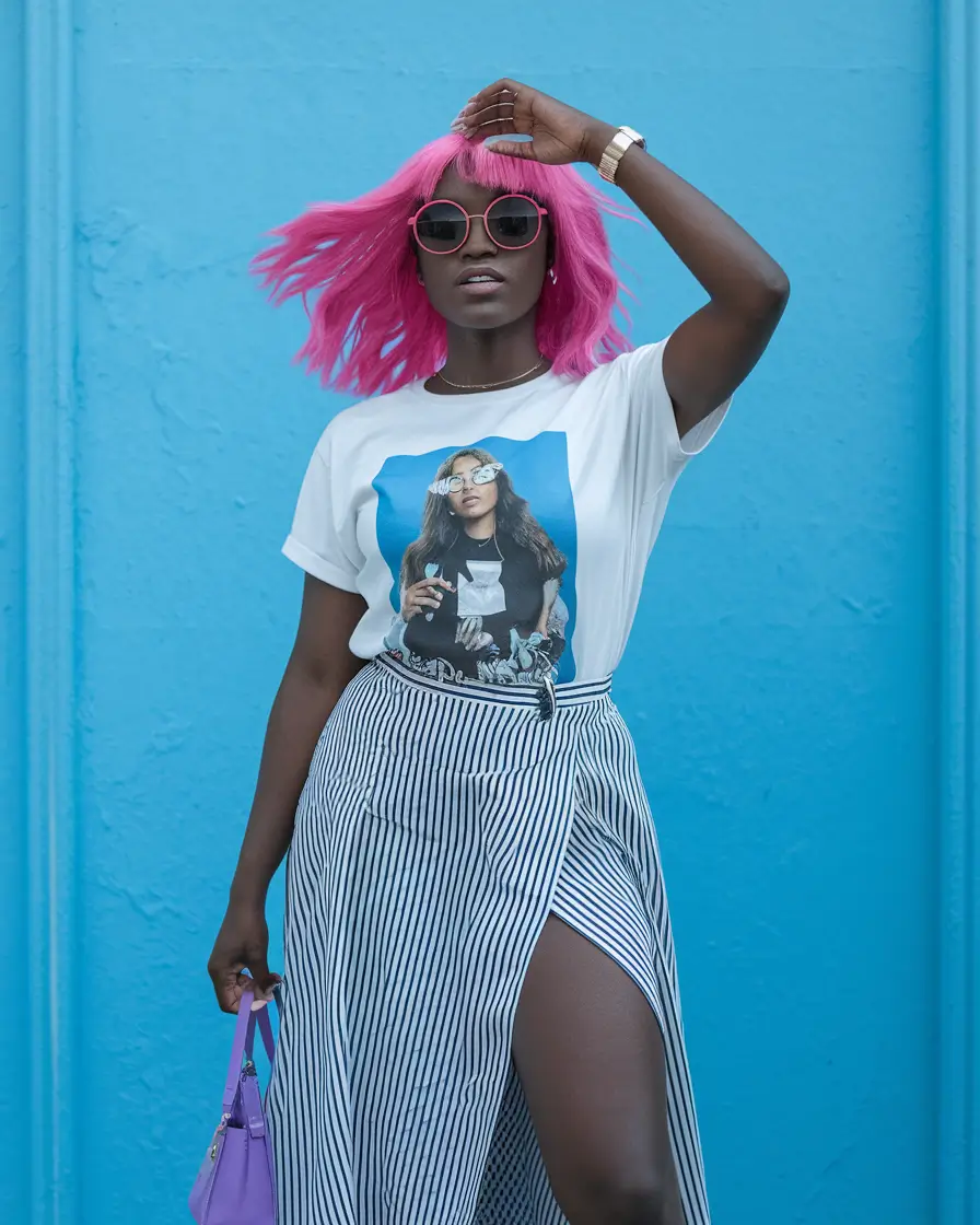 august outfits Pop Star Street Style with Striped Chic