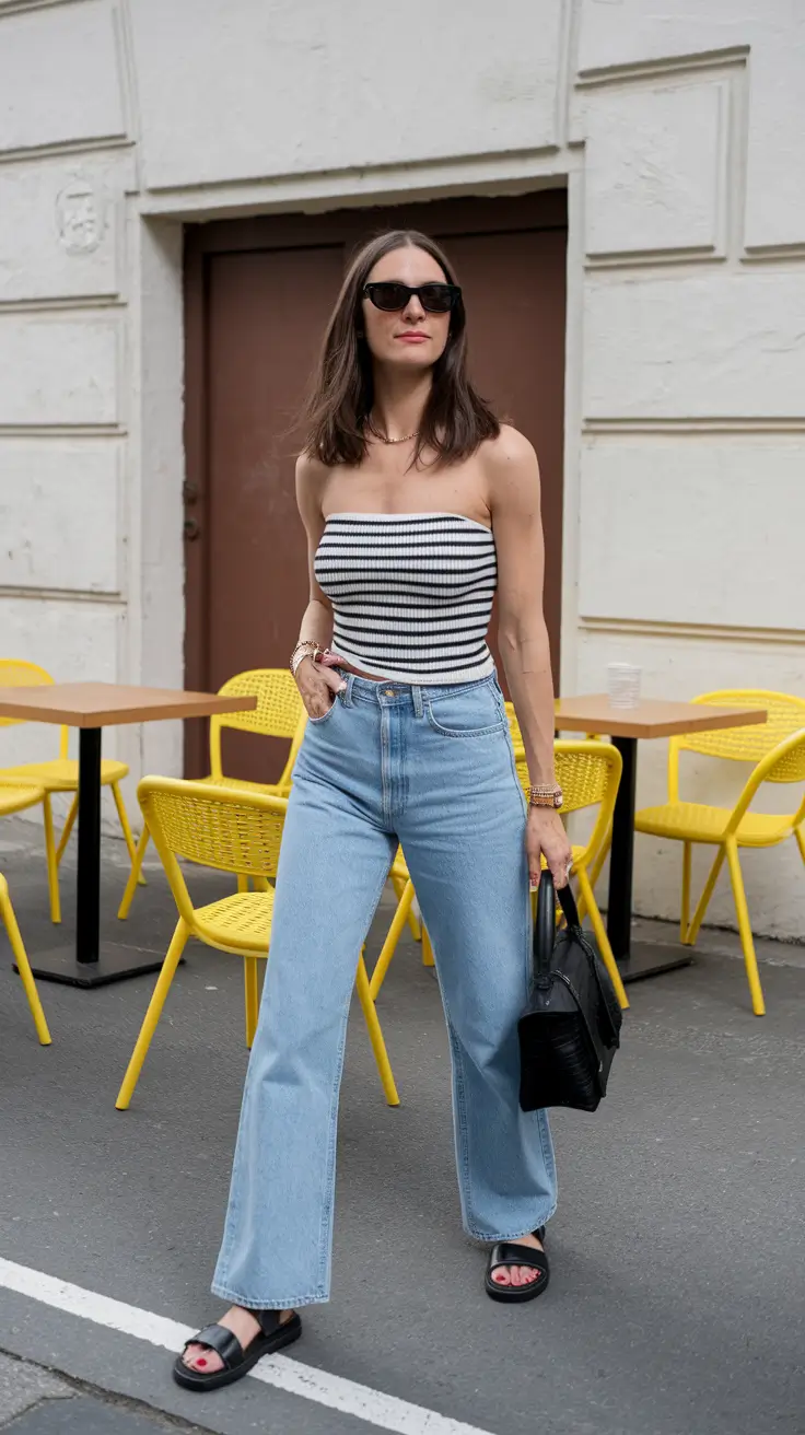 end of summer outfits street styles Strapless Cool in Black and White