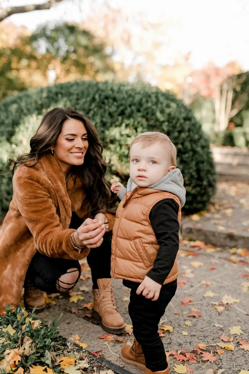 fall family pictures outfits baby boy Textured Layers for Mom and Baby