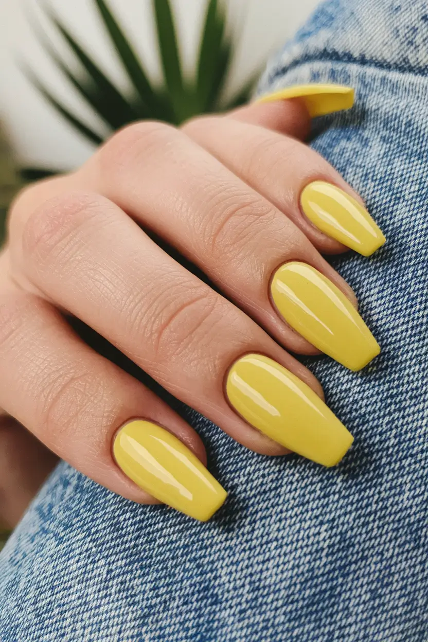fall coffin nail ideas Sunbeam Yellow to Brighten the Cold Days