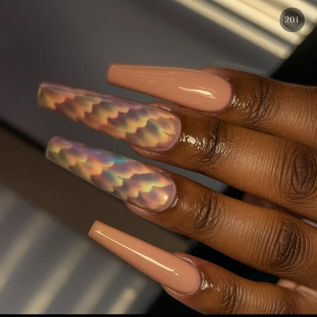 fall coffin nail ideas 3D Prism Nude Illusion
