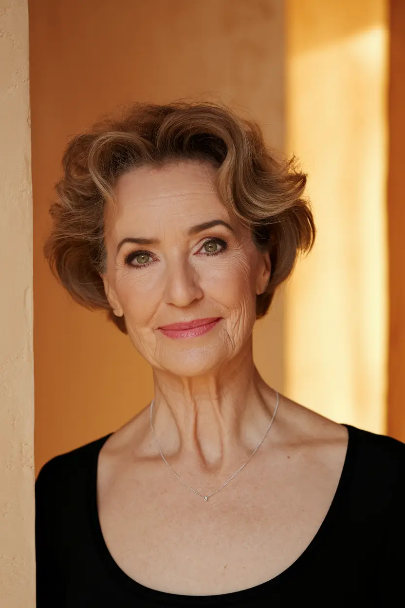 fall hair color women over 50 Golden Copper Lift With Sculpted Volume