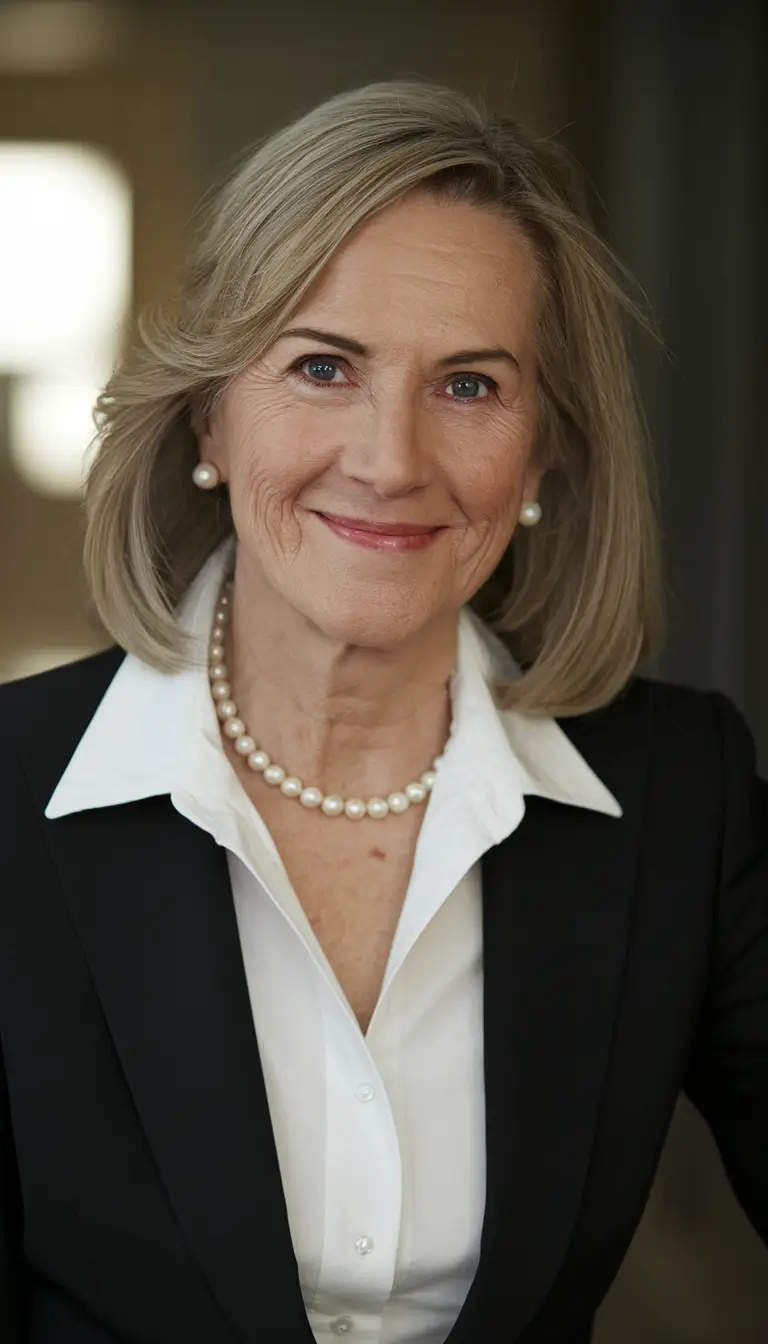 fall hair color women over 50 Layered Beige Blonde With Warm Undertones