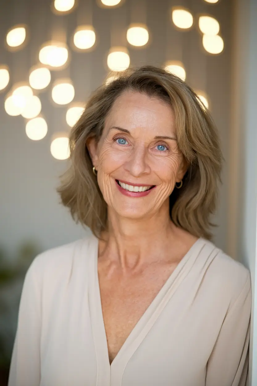 fall hair color women over 50 Soft Brunette Bob With Face-Framing Layers