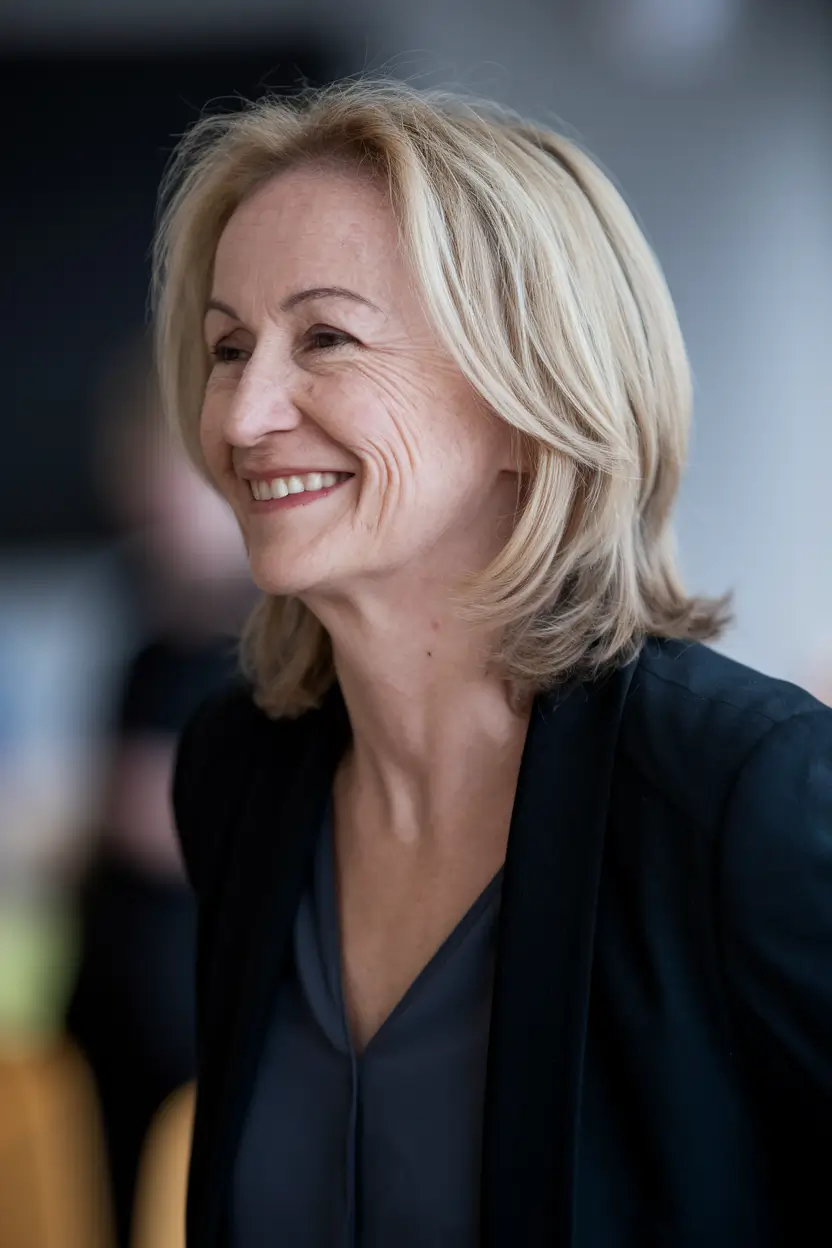 fall hair color women over 50 Soft Blonde Layers With Airy Movement