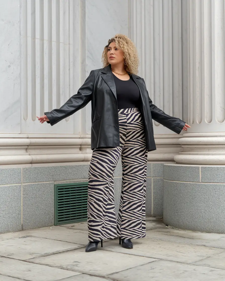 curvy fall outfits 2025 Bold Prints & Faux Leather for a Statement Look