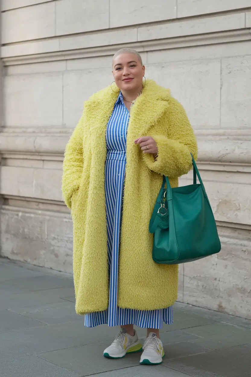 curvy fall outfits women Lemon Sherpa and Stripes with a Comfy Spin