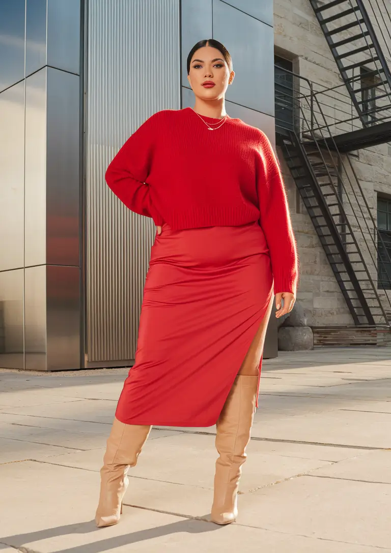 curvy fall outfits street styles Red Hot Layering for a Fall Street Style Moment