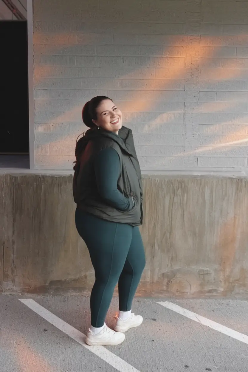 curvy fall outfits women Forest Green Athleisure for Weekend Vibes