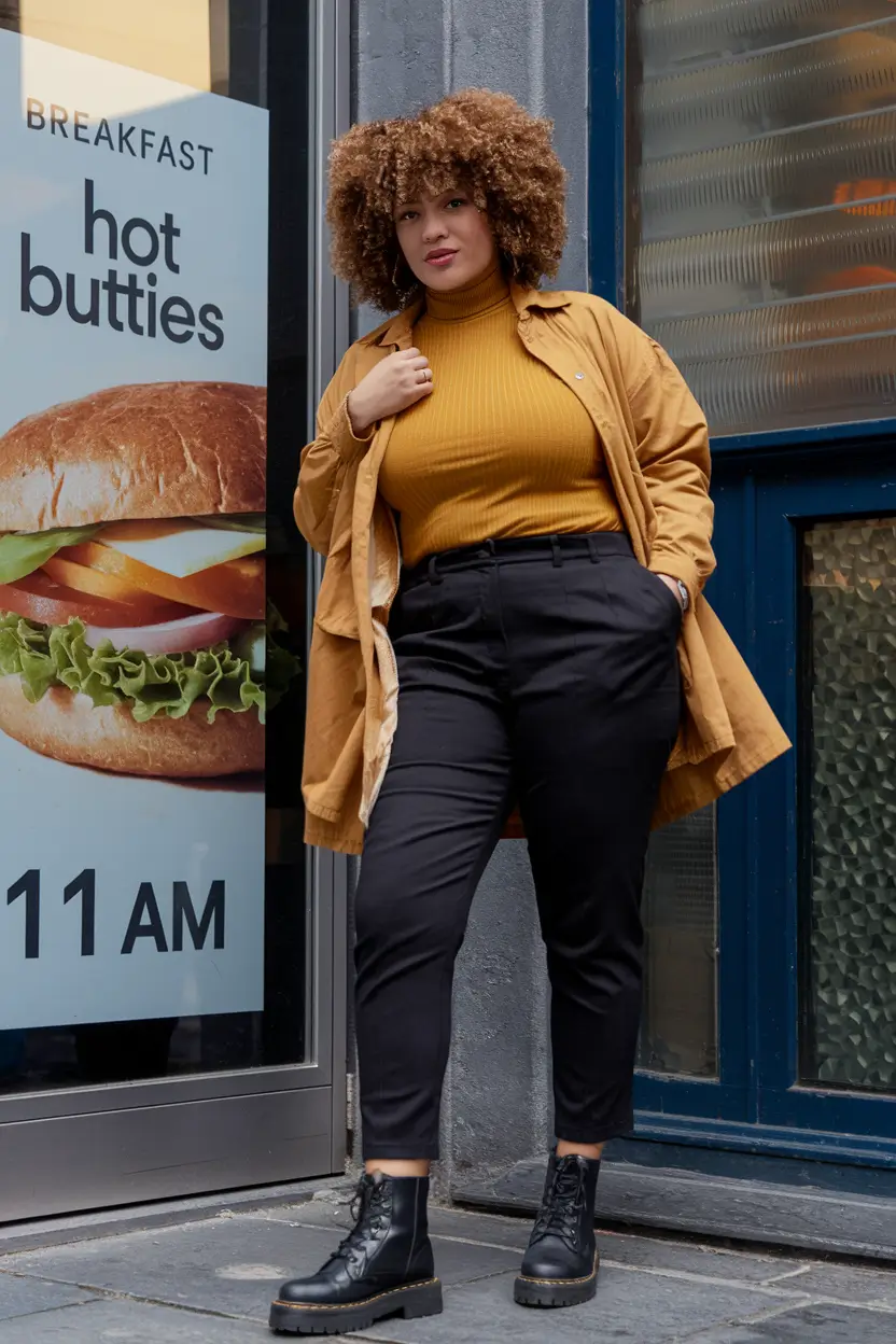 curvy fall outfits casual Layered Utility with a Cozy Twist