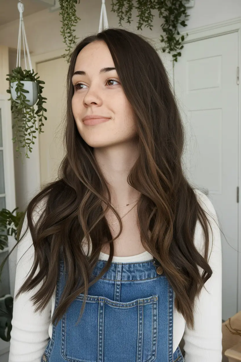 fall brown hair color brunettes Dark Chocolate Soft Waves