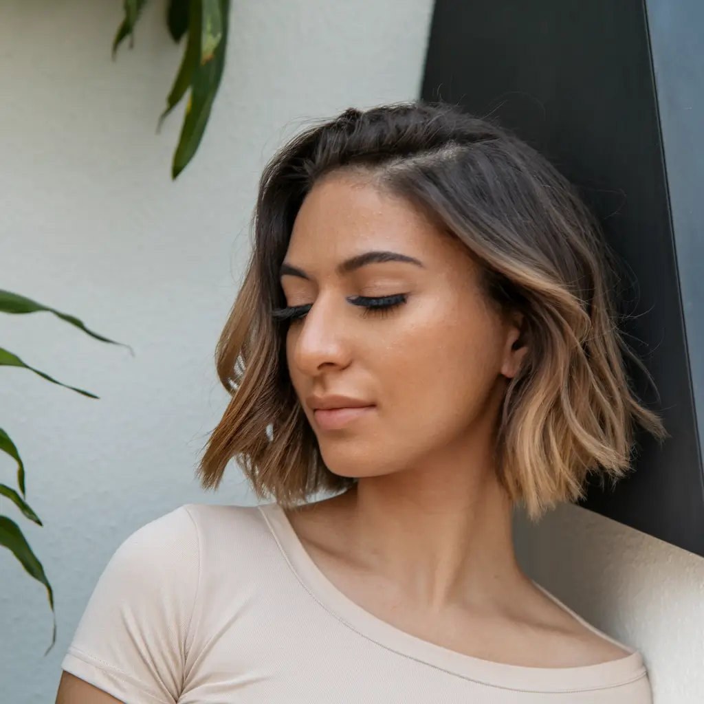 fall brown hair color ideas Subtle Balayage on a Wavy Lob