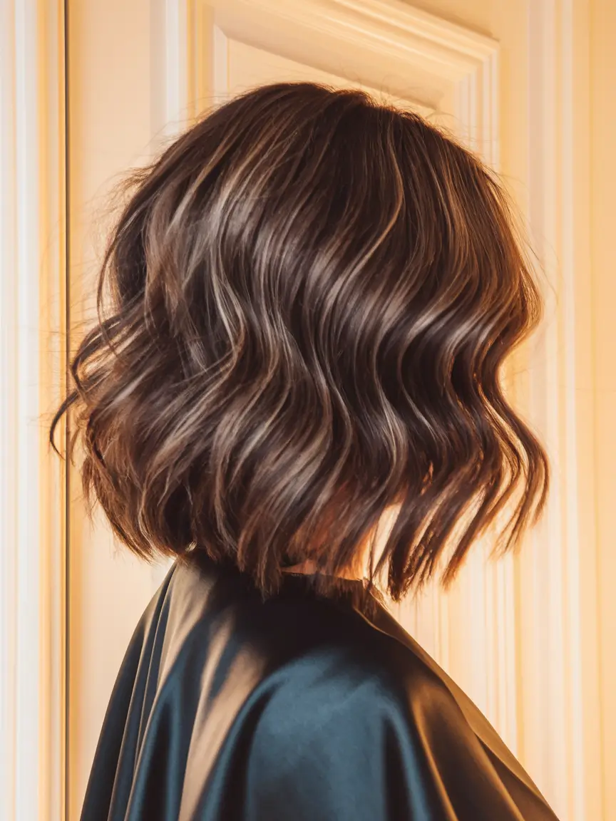 fall brown hair color ideas Warm Chocolate Highlights on a Textured Bob