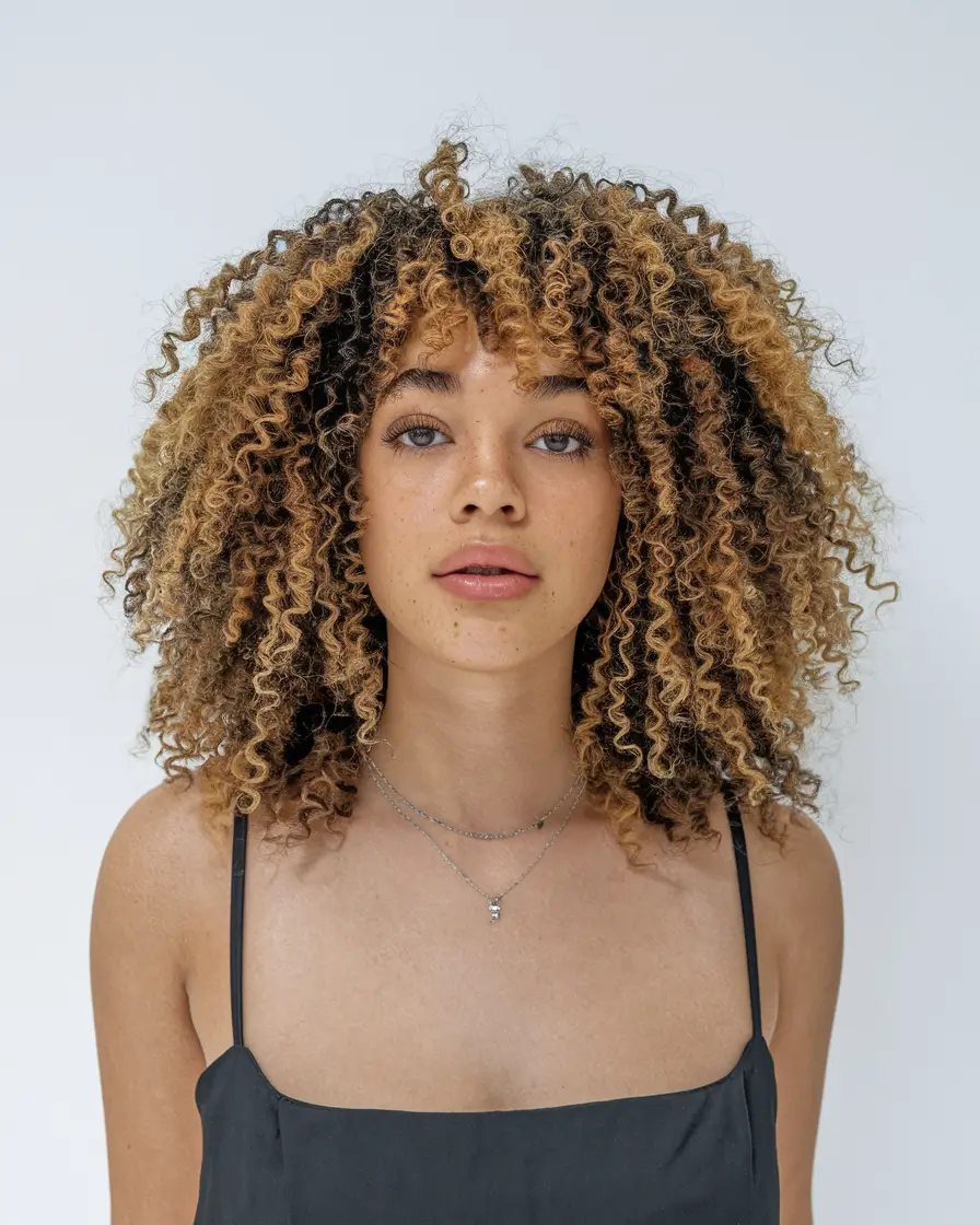 fall brown hair color ideas Golden Brunette Highlights for Bold Curly Texture