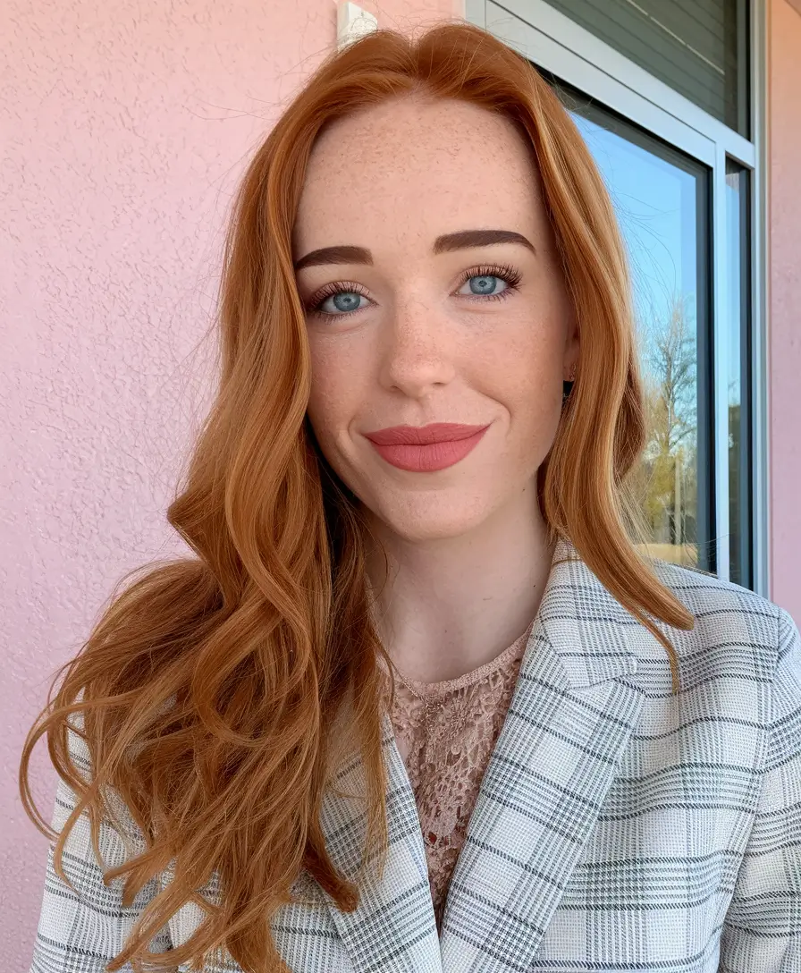hair color warm skin tone ideas Spiced Maple Layers for Office & Brunch