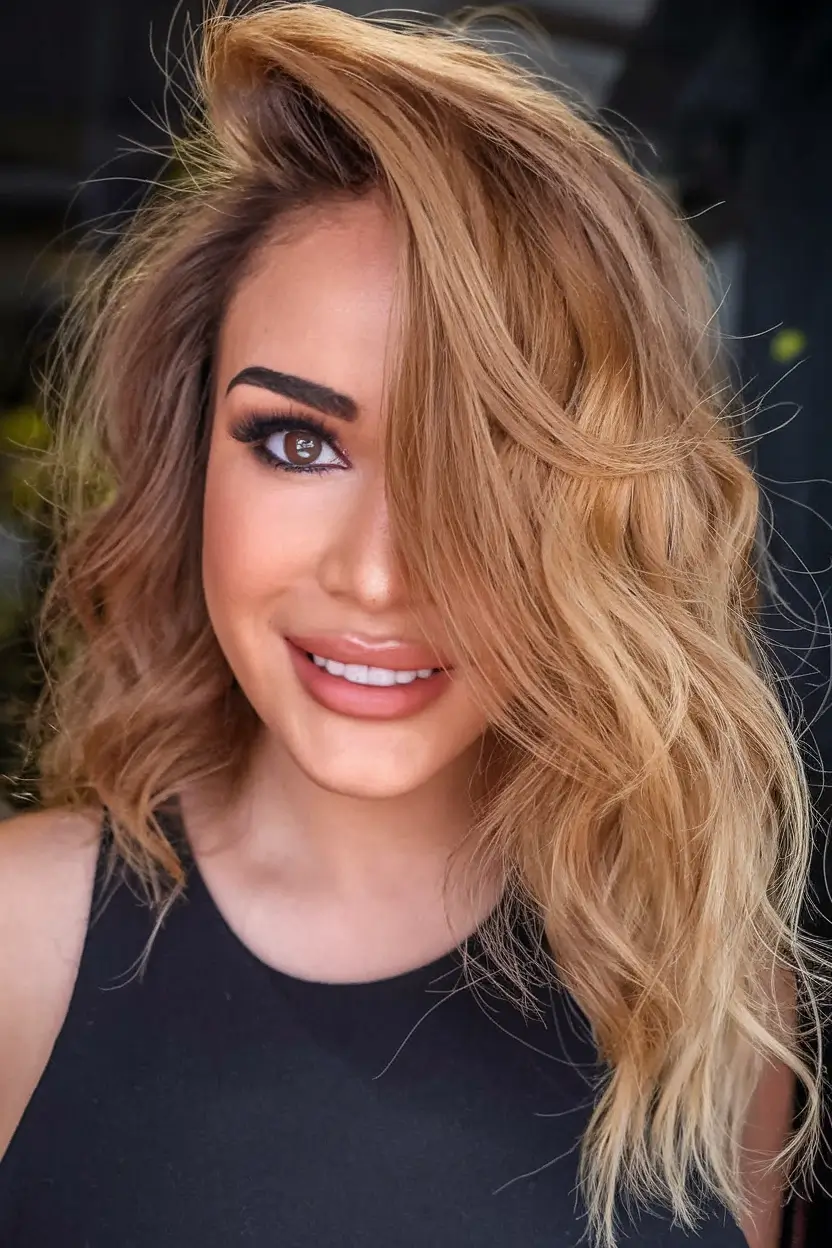 brown hair color on warm skin tone Bronzed Balayage with Lived-In Glam