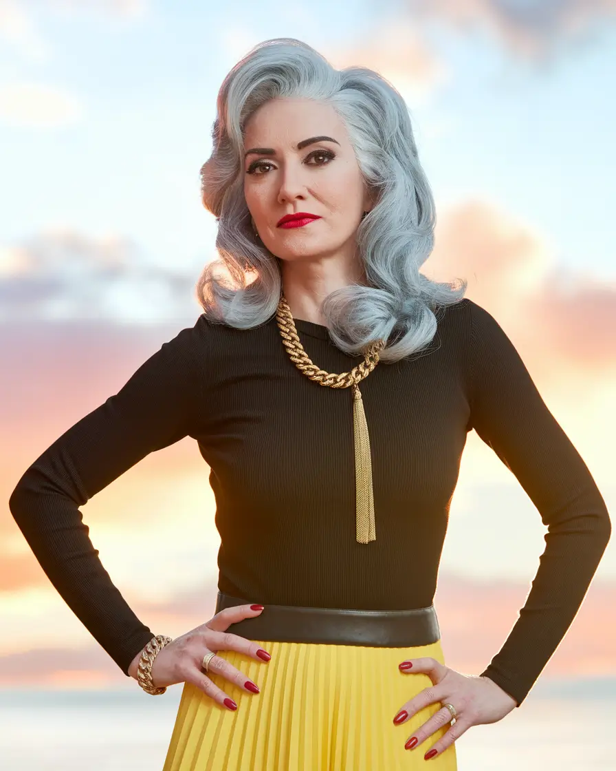 Fall haircuts women over 40 Hollywood Retro Glam with a Silver Twist