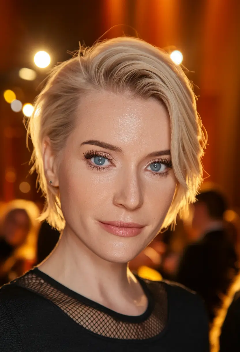 Fall haircuts women over 40 Short Pixie Cut with Side-Swept Bangs