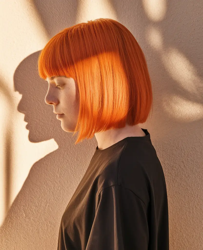 short fall bob haircuts Candy-Orange Graphic Bob