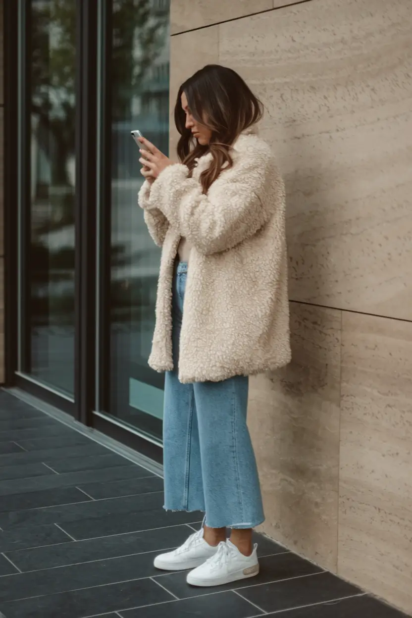 cozy fall outfits ideas 2025 Teddy Bear Comfort for the Sidewalk