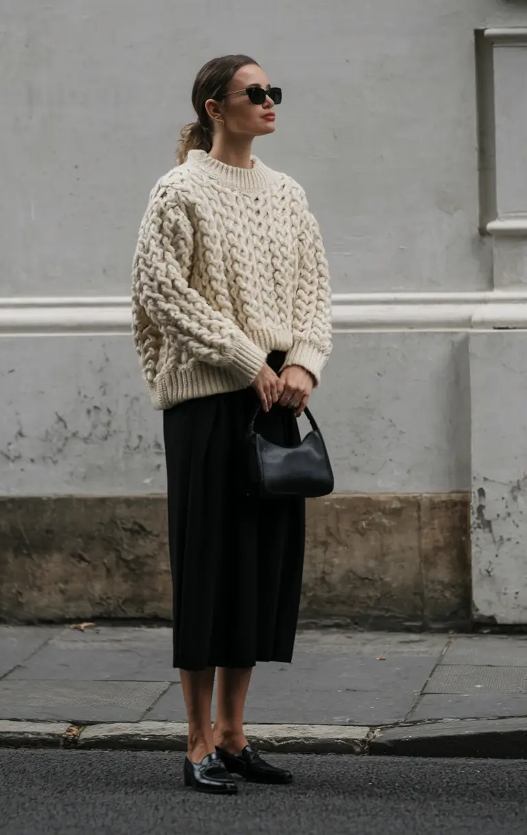 cozy fall outfits ideas 2025 Chunky Layers Meet Quiet Confidence