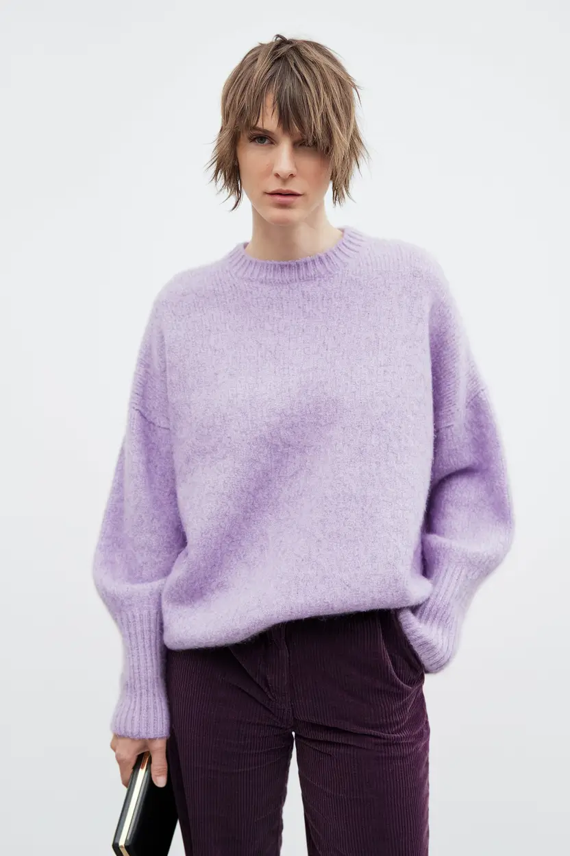 cozy fall outfits ideas 2025 Lavender Dreaming with a Hint of Mood