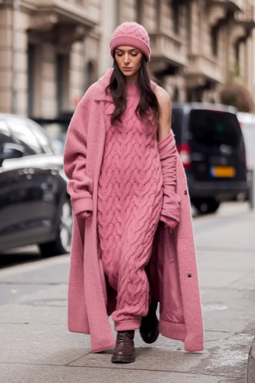 cozy fall outfits ideas 2025 Full Monochrome Power in Rosewood