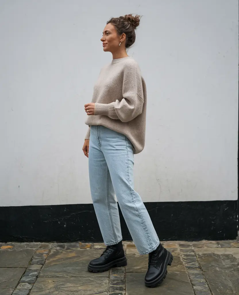 fall outfits for school comfy+Minimalist Vibes with a Chunky Boot Twist