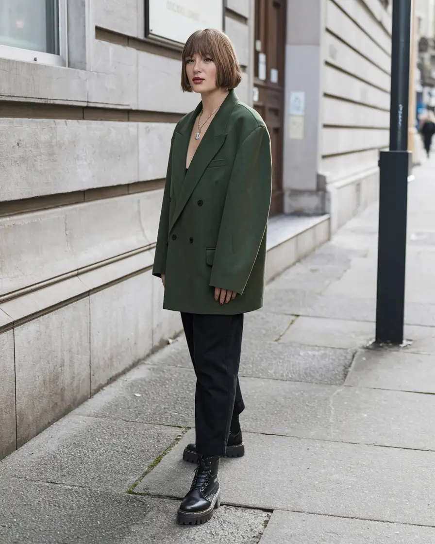 fall outfits for school black women+Oversized Blazer & Combat Boots for Grown-Up Cool
