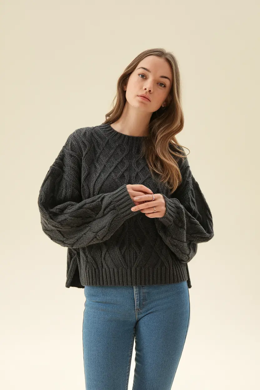 fall outfits for school for teens autumn+Cable Knit Classic with Skinny Denim