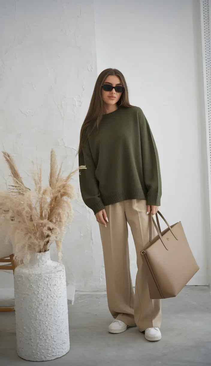 fall outfits for school for teens 2025+Olive Green & Khaki Power Blend