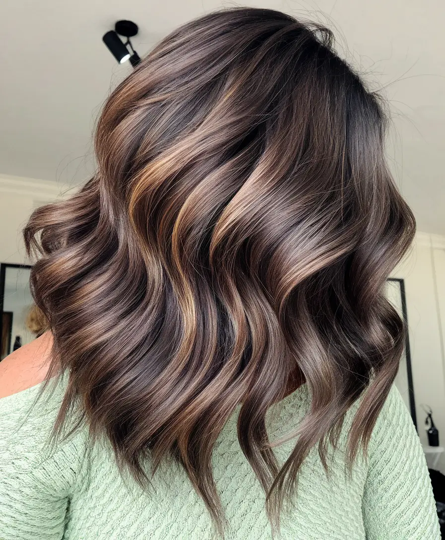 dark brown fall hair colors Dimensional Cocoa with Caramel Spark