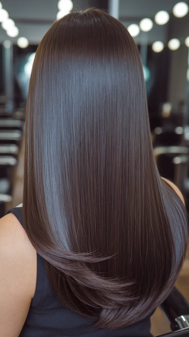 dark brown fall hair colors Glass Hair in Smoky Brunette