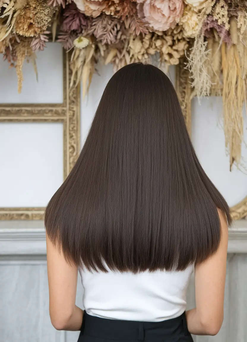 dark brown fall hair colors Polished Straight Cut with Chocolate Depth