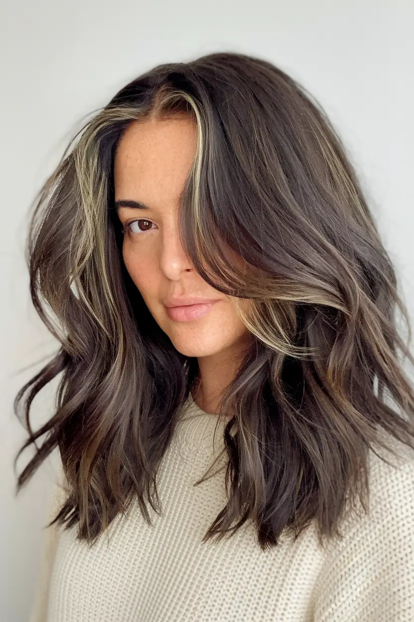 dark brown fall hair colors Money Piece Drama on a Cool Base