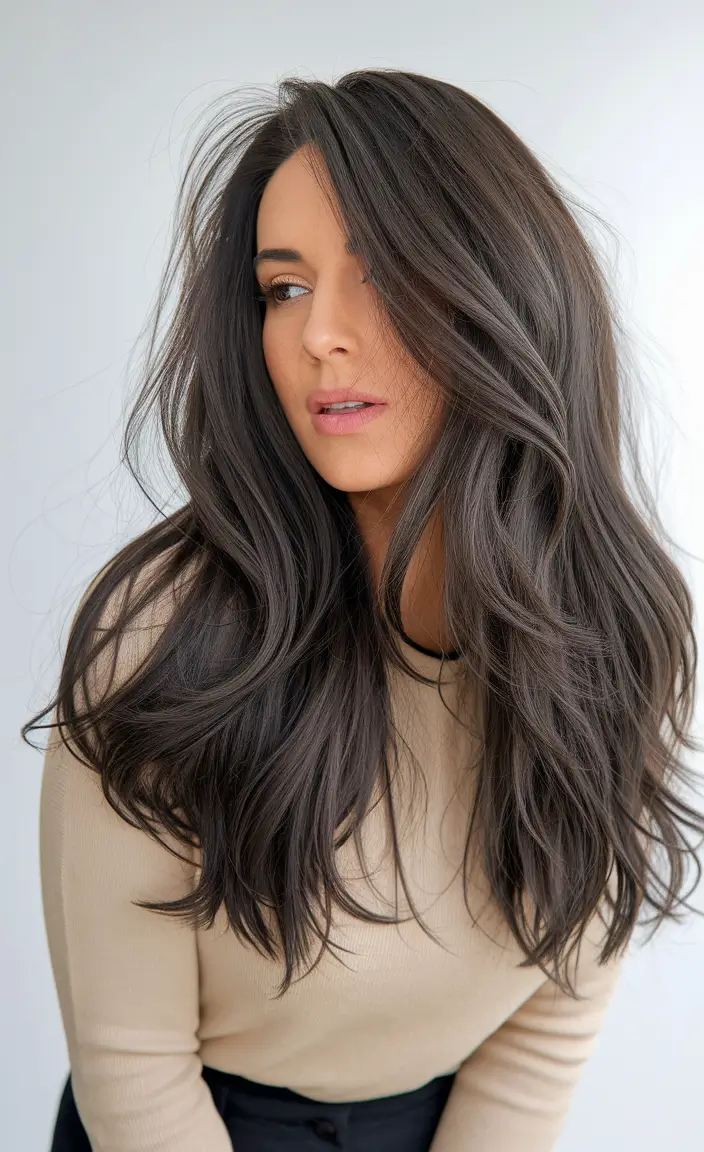 dark brown fall hair colors Cool-Toned Espresso Layers