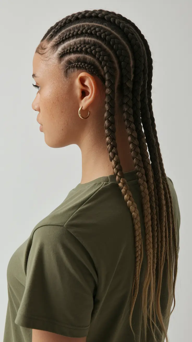 fall braids hairstyles Ombré Cornrows with Drama and Definition