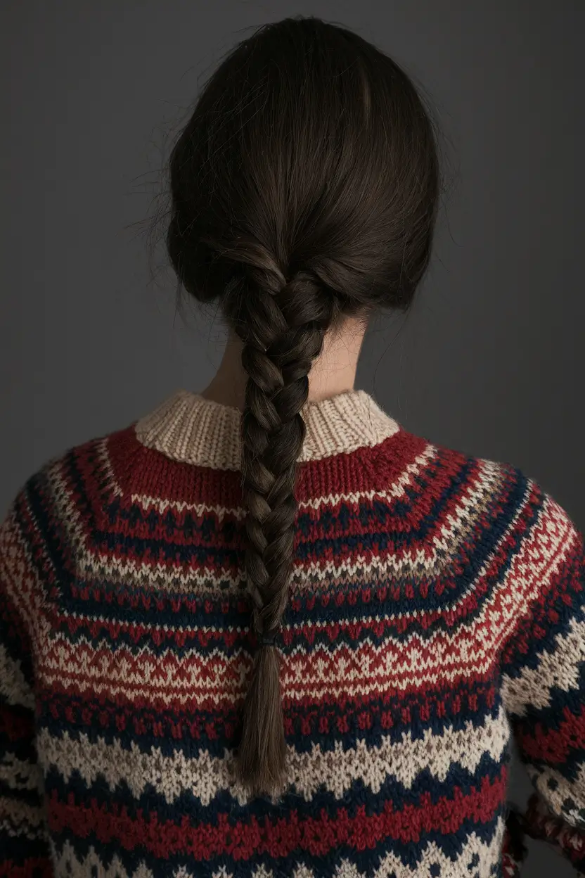 fall braids hairstyles Classic Braid with Cozy Sweater Vibes