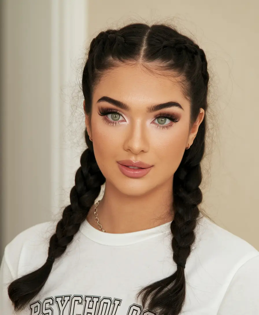 fall braids hairstyles Center-Part Braided Cutie