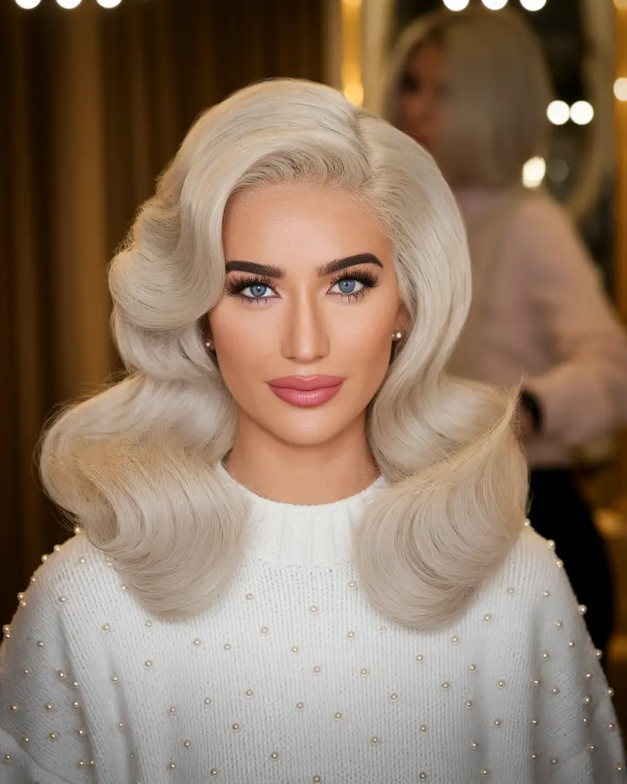 fall hair color for blondes 2025 Hollywood Glam Meets Fall Silver Blonde