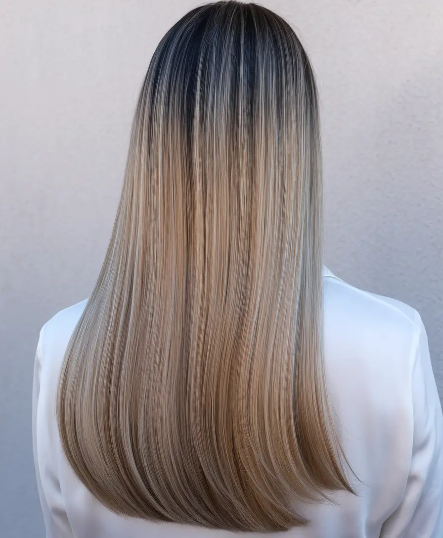 fall hairstyles shadow root blonde with silky finish