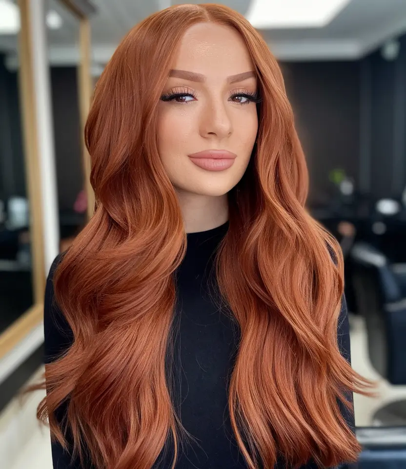 fall hairstyles coppery hollywood waves